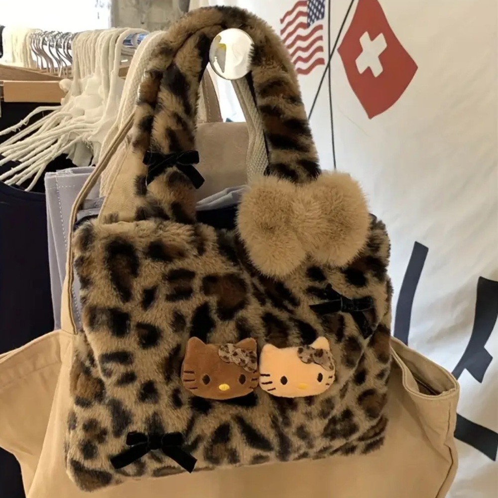Brand New Gorgeous Hello Kitty Sanrio Leopard Print Brown Tote Bag Rare Y2K Vibe